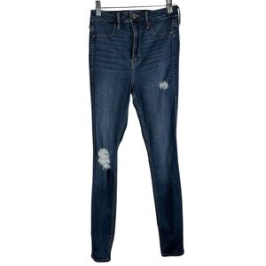 Hollister 3R Ultra High Rise Jean Legging Blue Skinny Jeans Stretchy Distressed